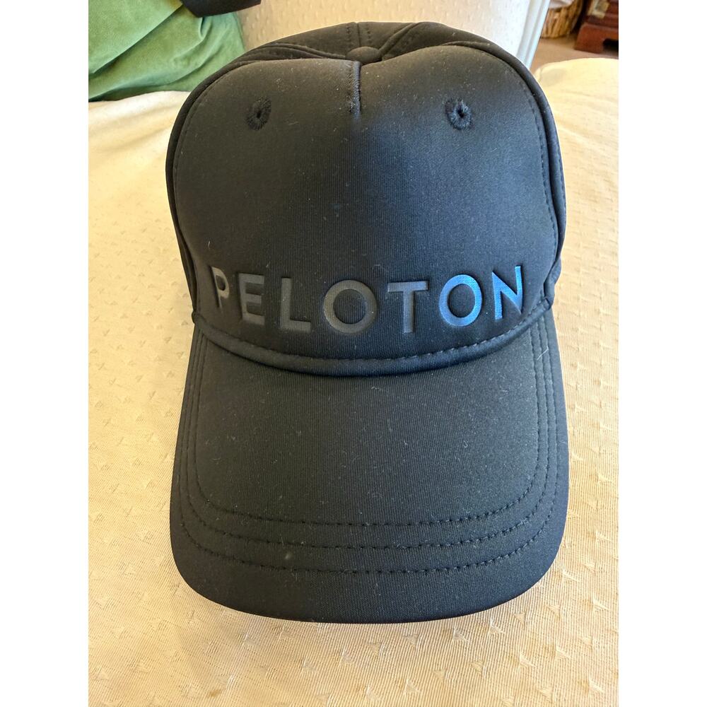 Peloton Black Adjustable Baseball Cap Hat Embossed Logo Athletic Unisex